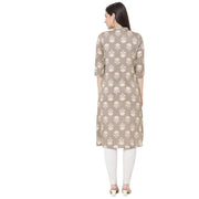 Elevate your style with sleek floral printed grey kurta