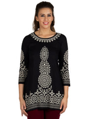 White Embroidery Black Solid Tunic