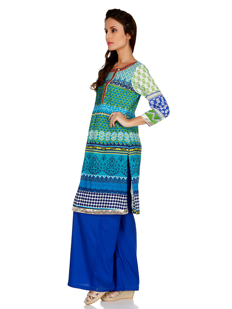 Printed Green Kurta