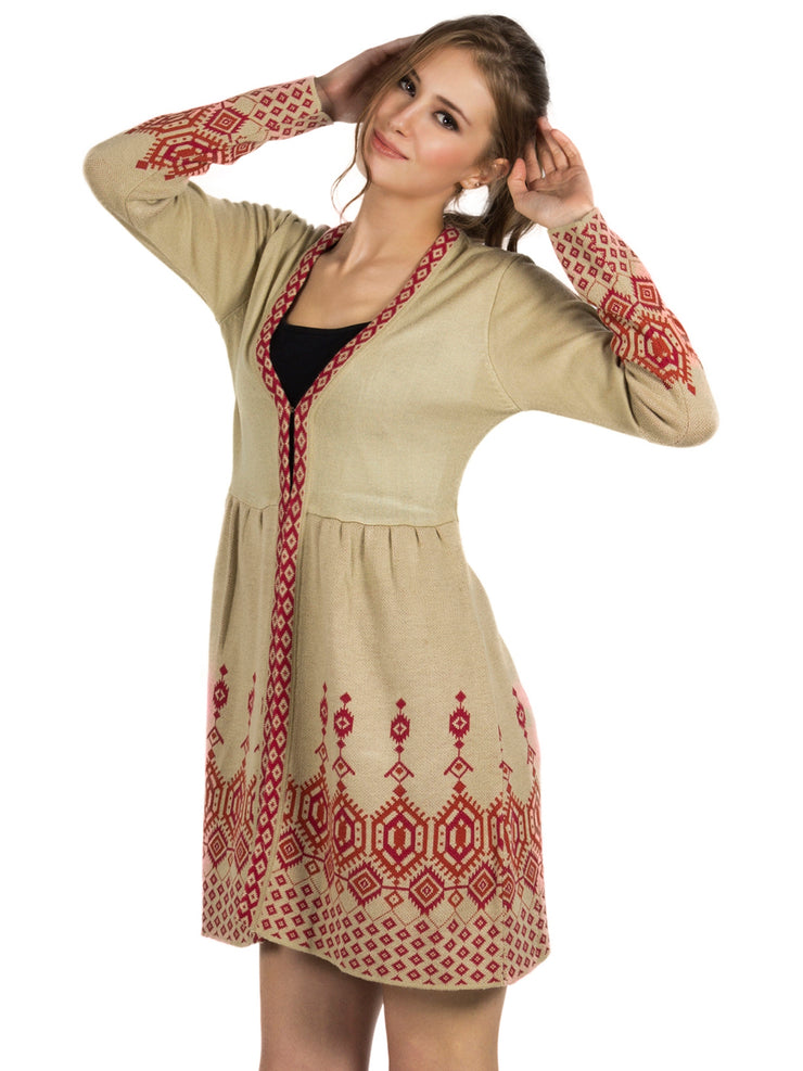 Beige Abstract Tunic for Women
