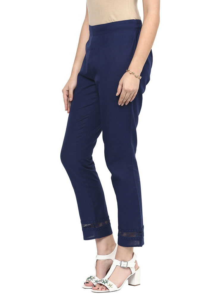 Blue Solid Pant