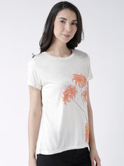 Front Printed Beige T-Shirt