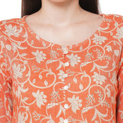 Add a touch of Sophistication to your Wardrobe with Orange Printed Kurta