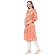 Add a touch of Sophistication to your Wardrobe with Orange Printed Kurta