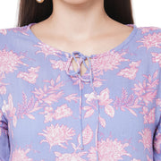 Blue Floral Kurta for a Calm and Serene Look