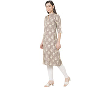 Elevate your style with sleek floral printed grey kurta