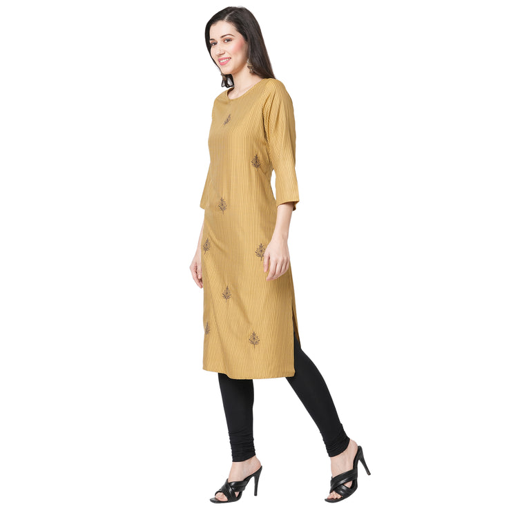 A Stunning Honey Gold Kurta for your Ethnic Collection