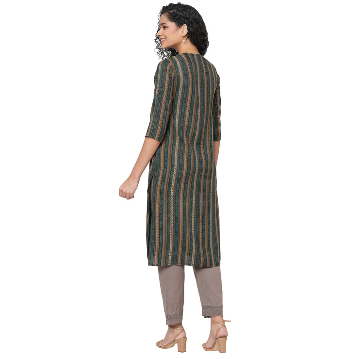 Green Printed A Line Kurta for Your Everyday Look