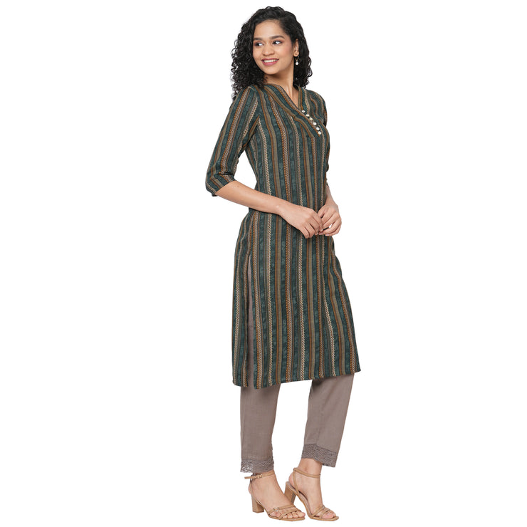 Green Printed A Line Kurta for Your Everyday Look
