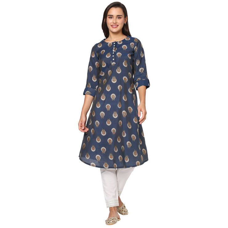 Embrace the Elegance with Navy Floral Printed Kurta