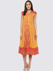 Printed Orange Long Dress