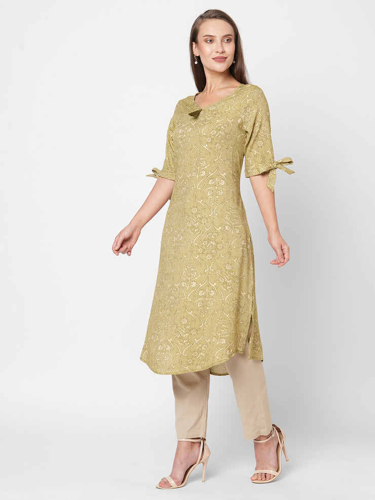 Stylish Green A Line Kurta for Women