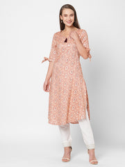 Stay Stylish and Comfortable in Our Trendy Peach Kurta