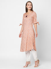 Stay Stylish and Comfortable in Our Trendy Peach Kurta