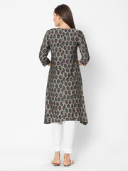 Fusion Beats Grey Printed Kurta