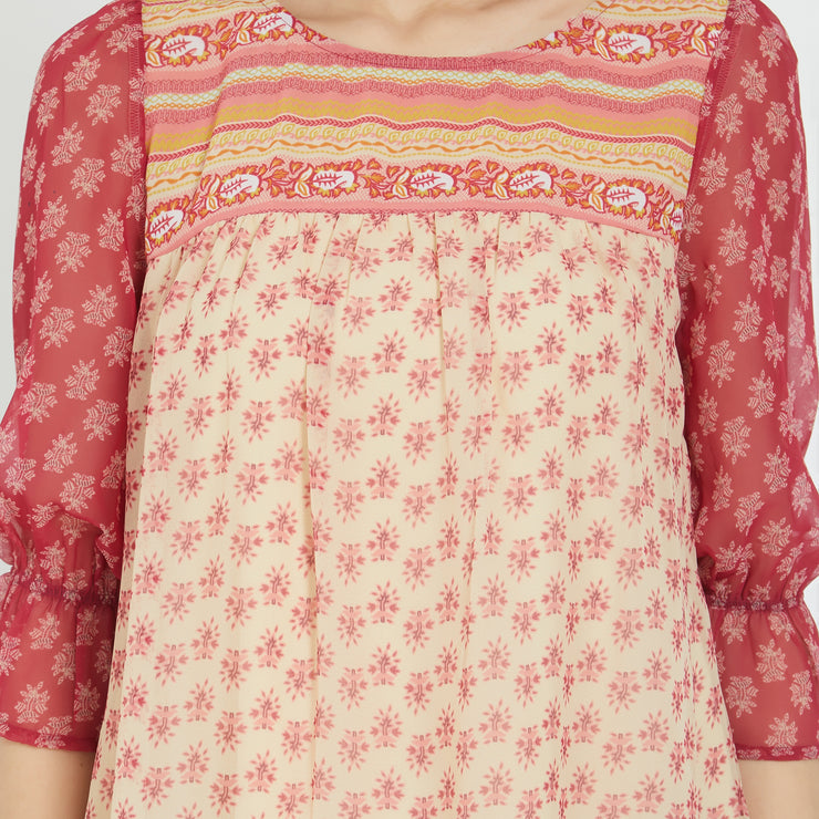 Fusion Beats Beige Printed Top