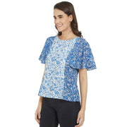 Fusion Beats Blue Floral Printed Top