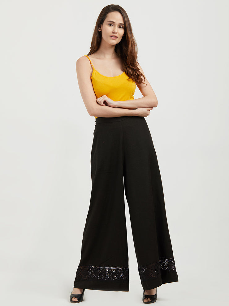 Black Poly Crepe Top With Palazzo And Jacket (Set110) at Rs 699/piece in  Surat